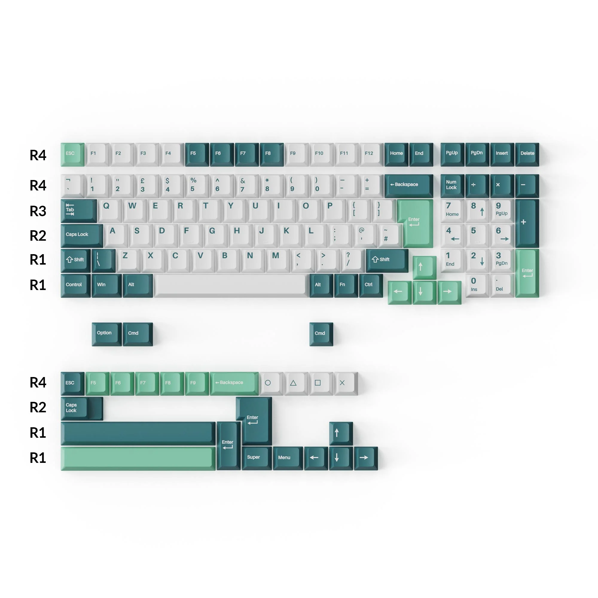 Cherry Profile Double - Shot PBT Full Set Keycaps - White Mint - Image 5